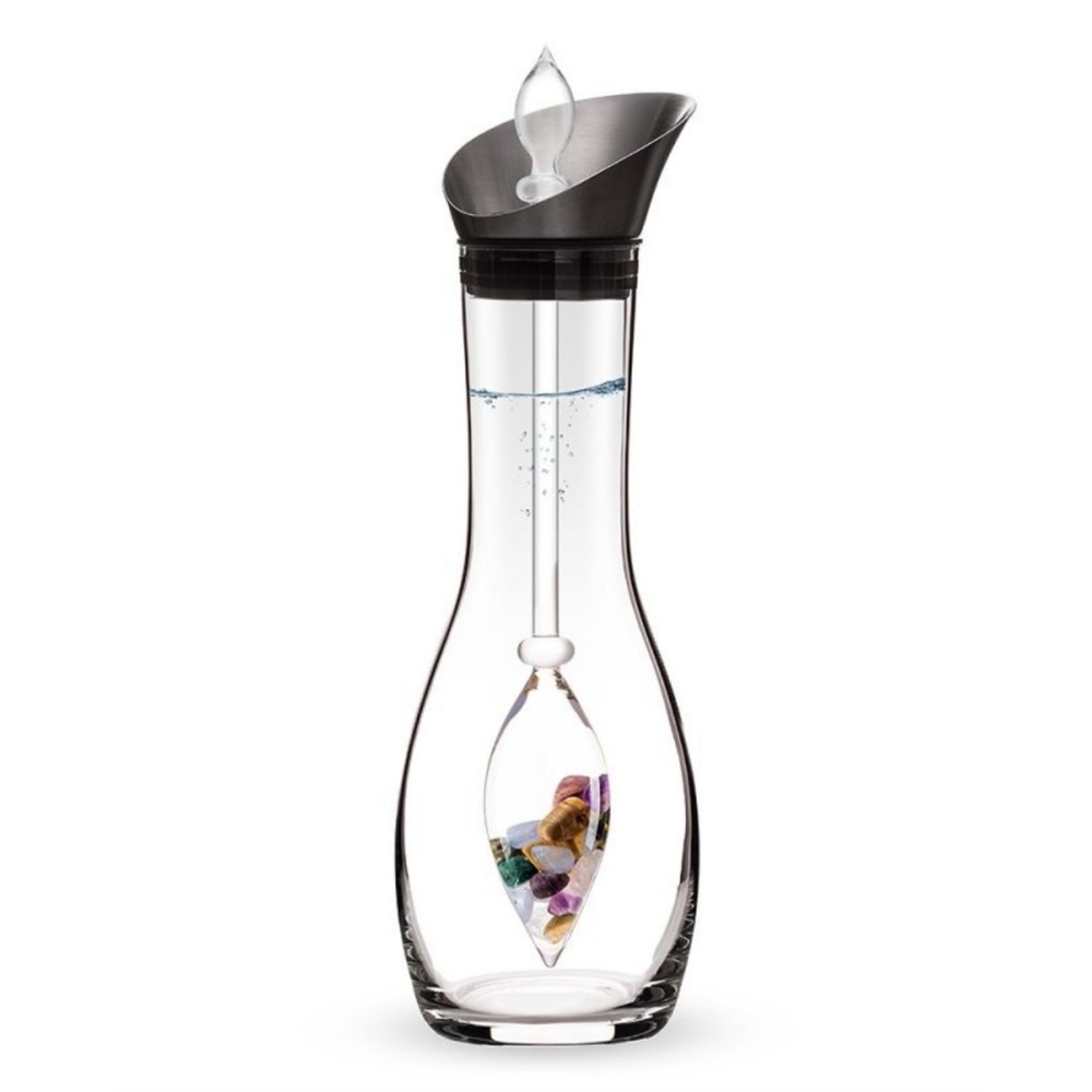 Chic Glass Carafe with Colorful Stones